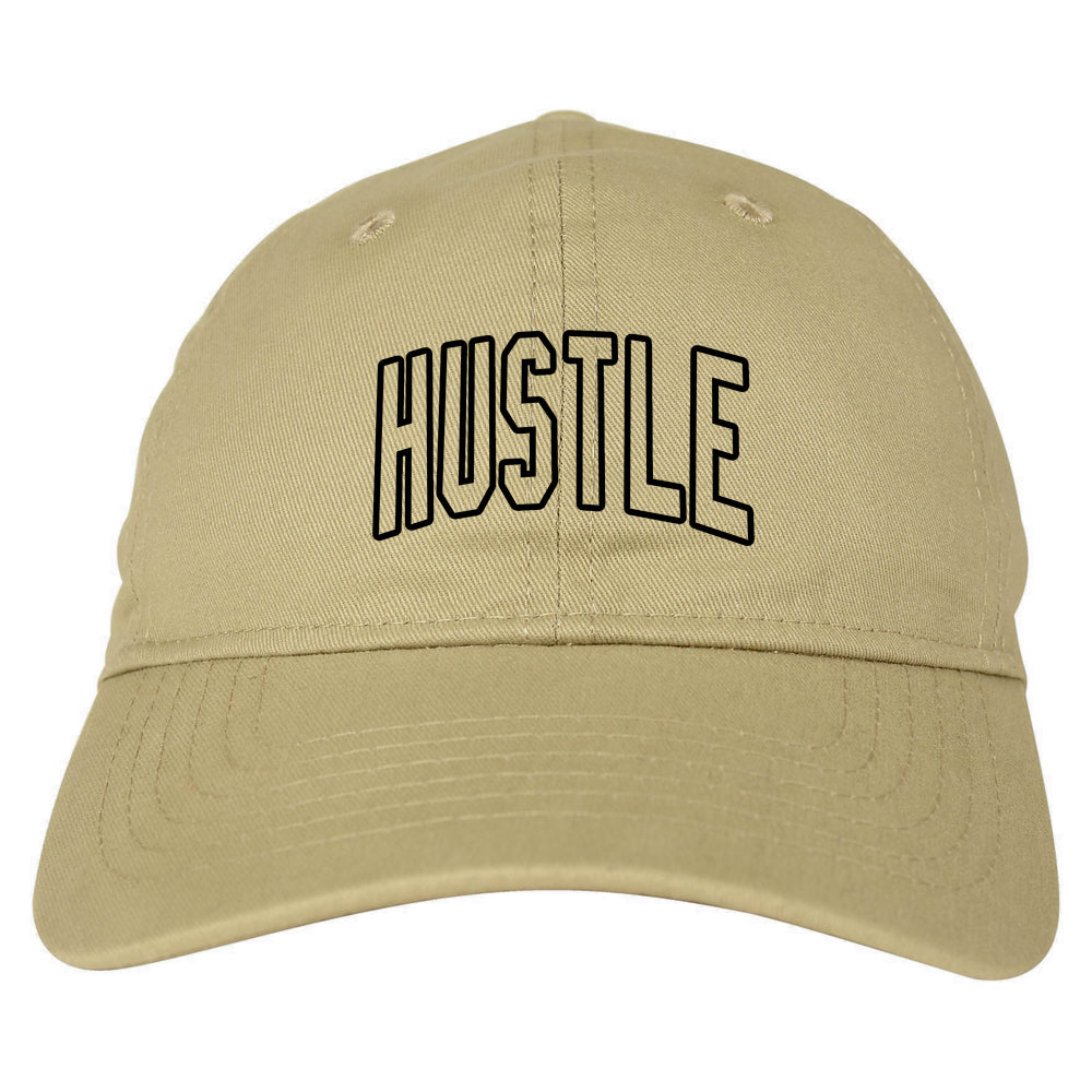 Hustle Outline Mens Dad Hat Tan