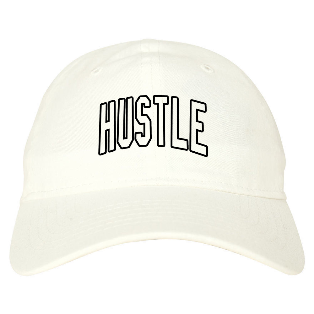 Hustle Outline Mens Dad Hat White