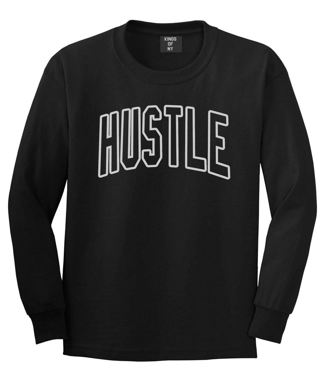 Hustle Outline Mens Long Sleeve T-Shirt Black