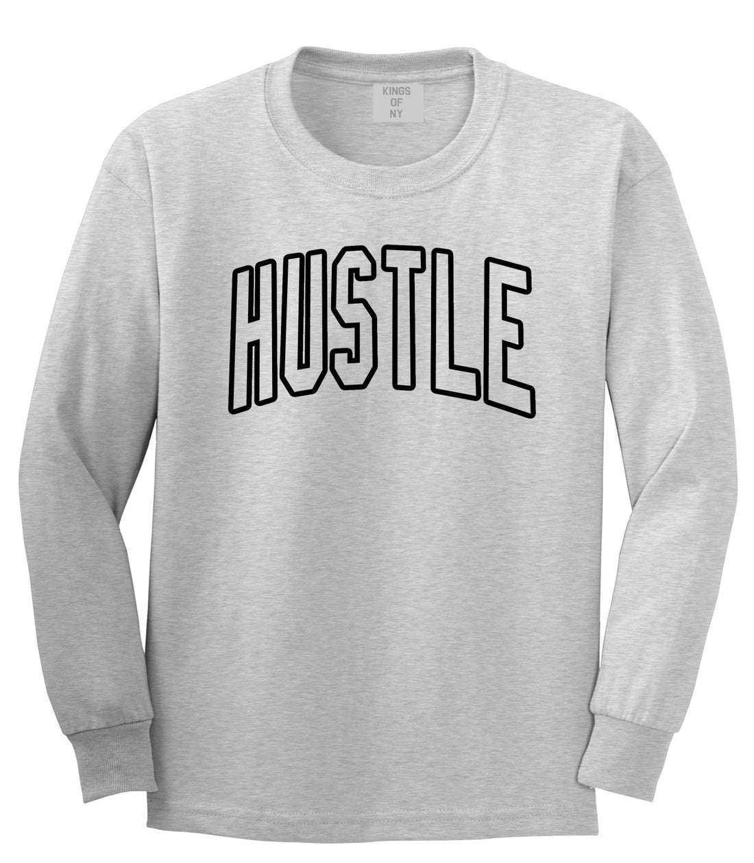 Hustle Outline Mens Long Sleeve T-Shirt Grey