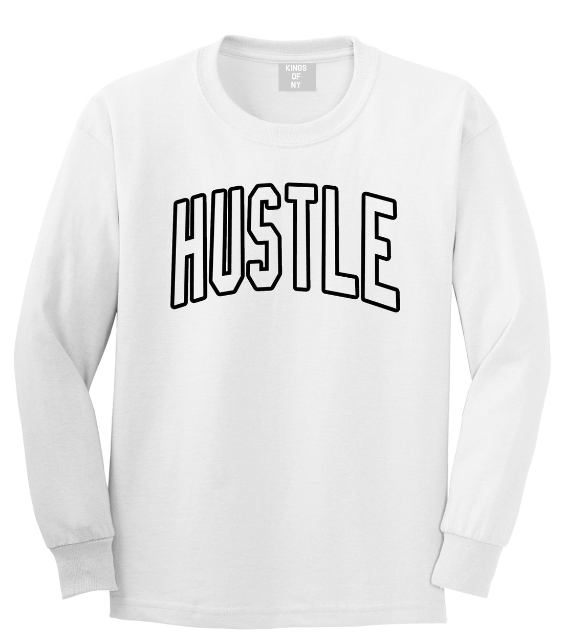 Hustle Outline Mens Long Sleeve T-Shirt White