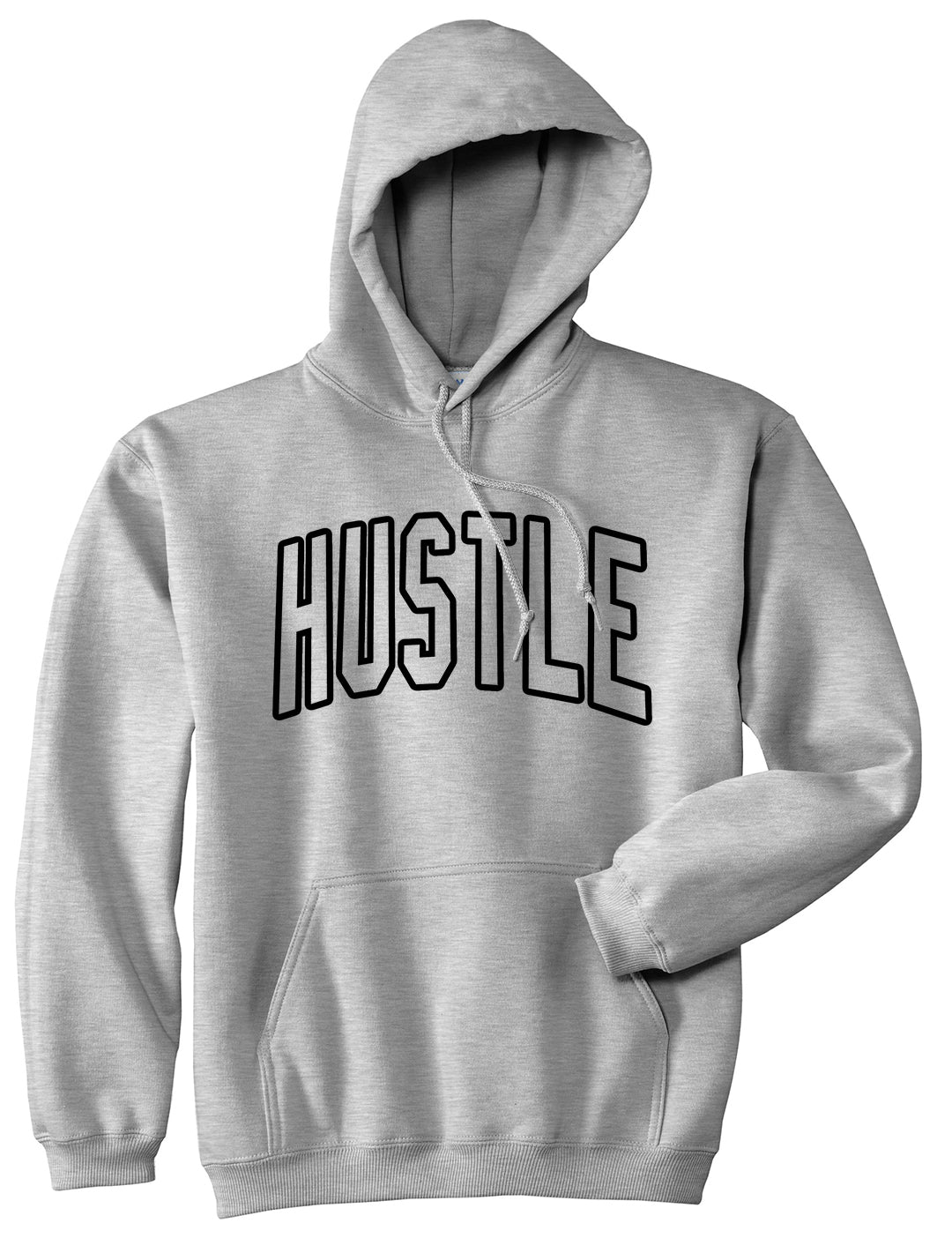 Hustle Outline Mens Pullover Hoodie Grey