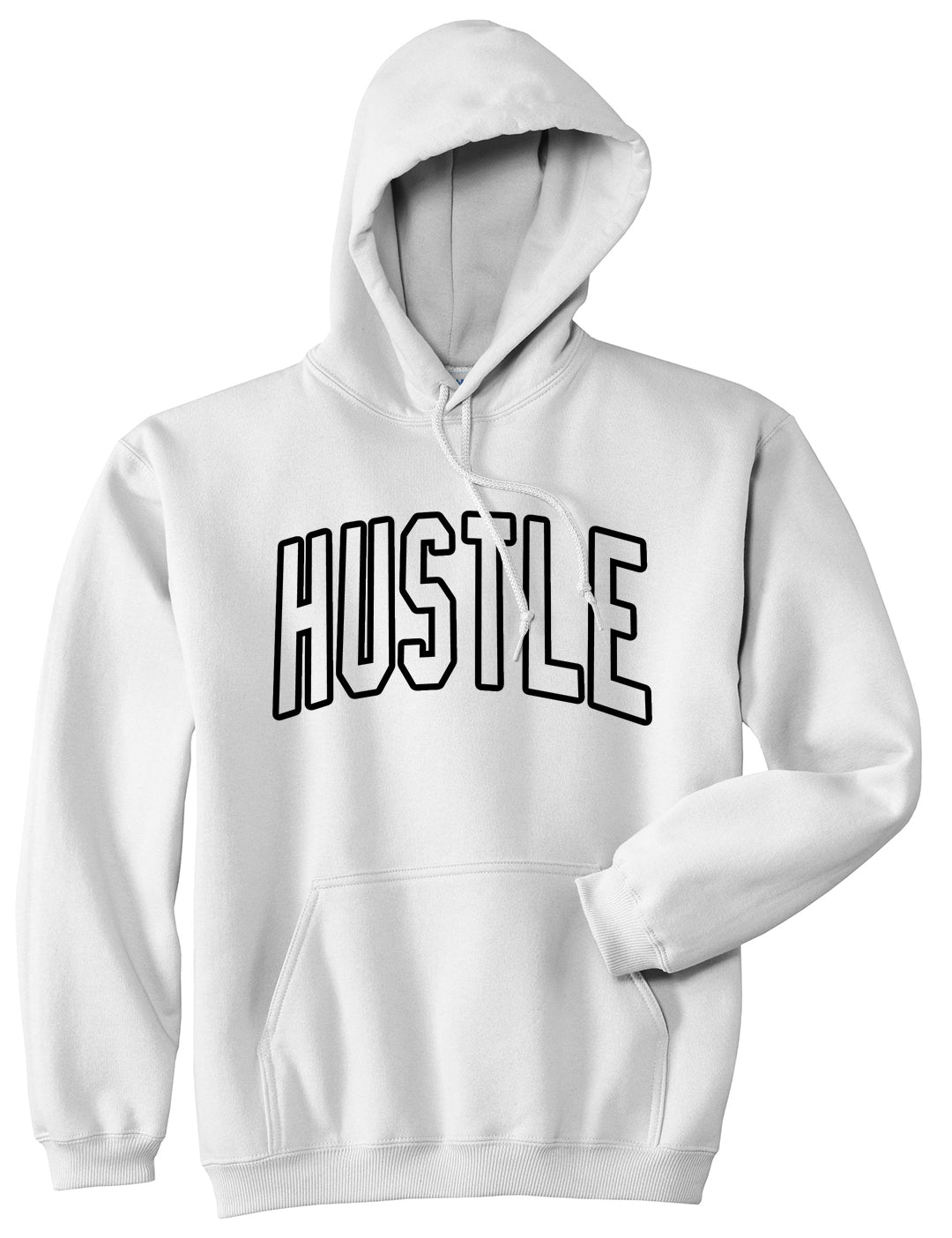 Hustle Outline Mens Pullover Hoodie White