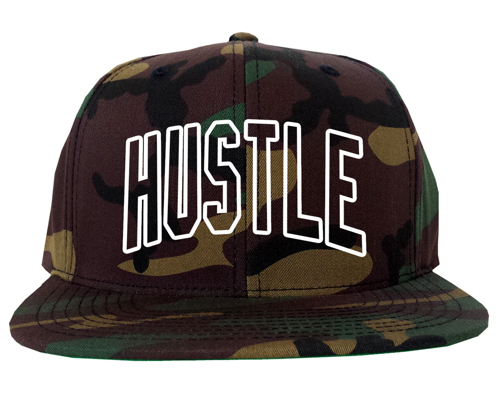 Hustle Outline Mens Snapback Hat Army Camo