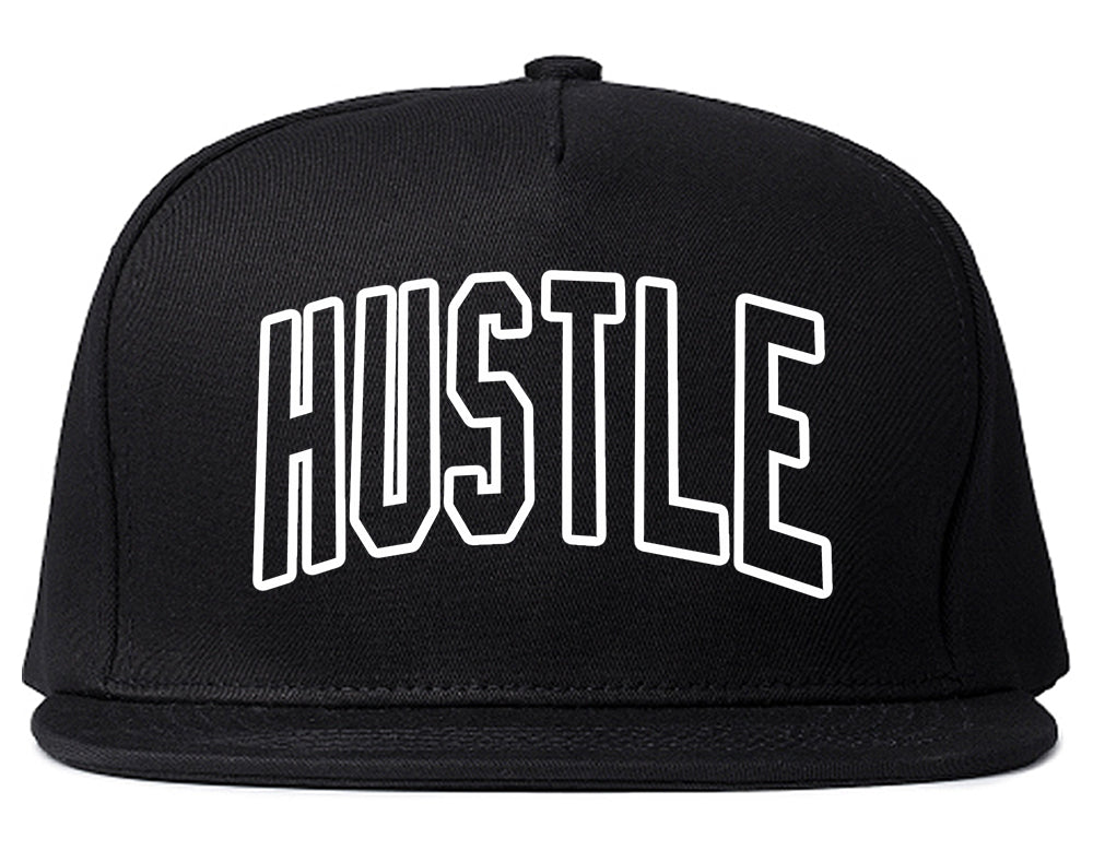 Hustle Outline Mens Snapback Hat Black