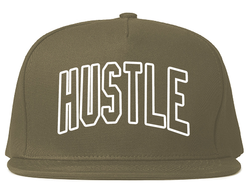 Hustle Outline Mens Snapback Hat Grey