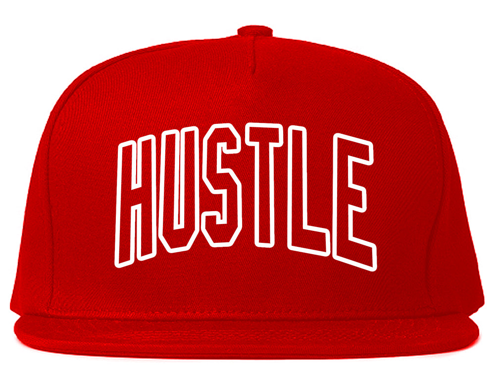 Hustle Outline Mens Snapback Hat Red