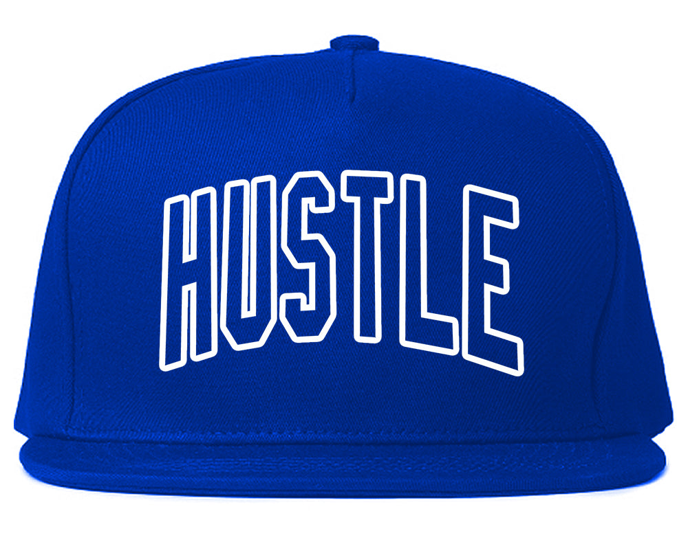 Hustle Outline Mens Snapback Hat Royal Blue