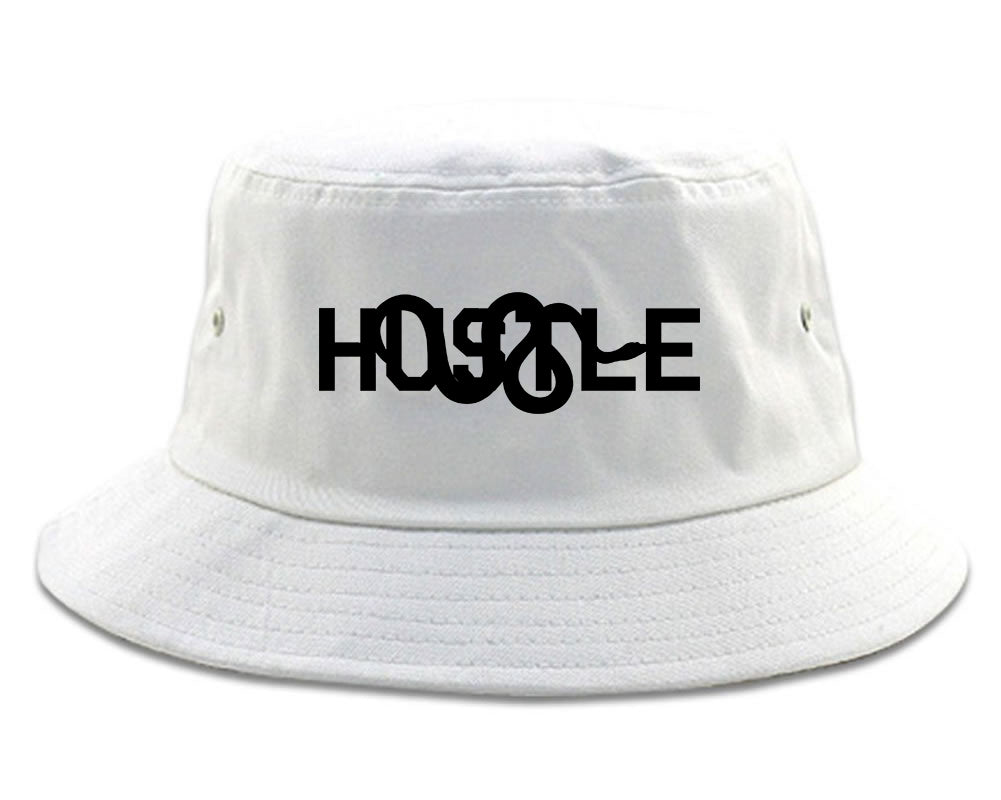 Hustle Snake Mens Bucket Hat White