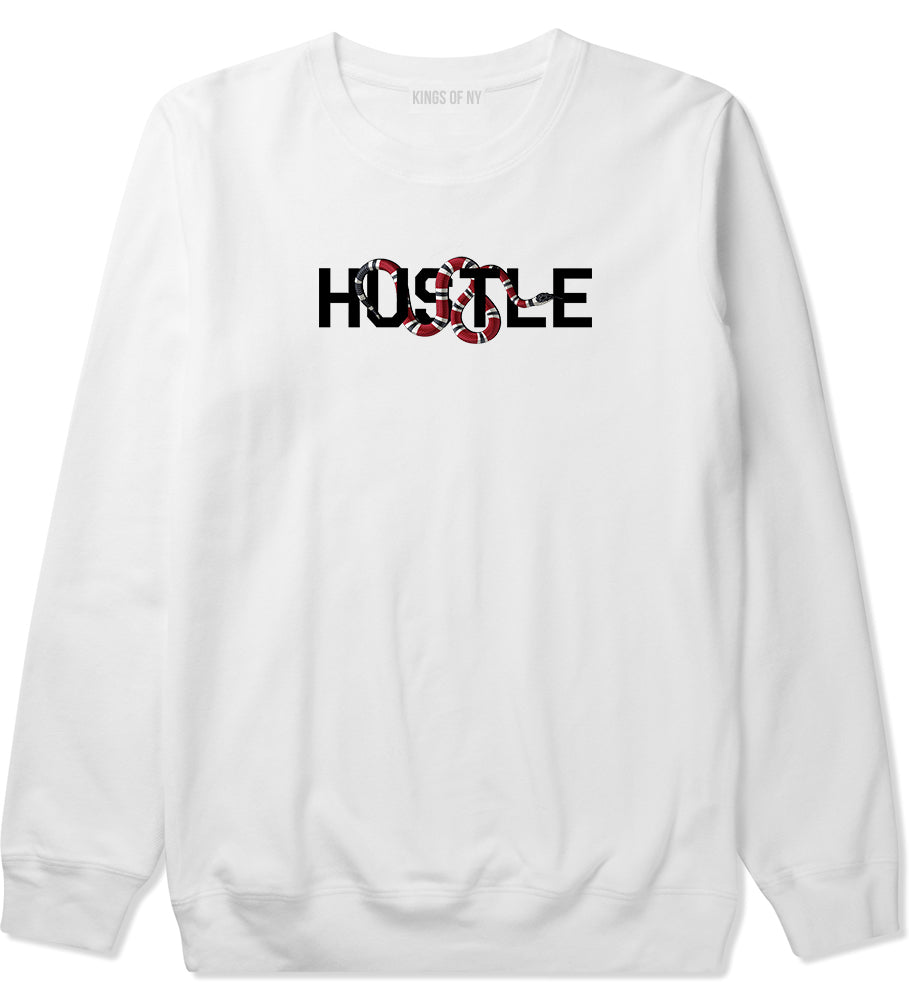 Hustle Snake Mens Crewneck Sweatshirt White by Kings Of NY