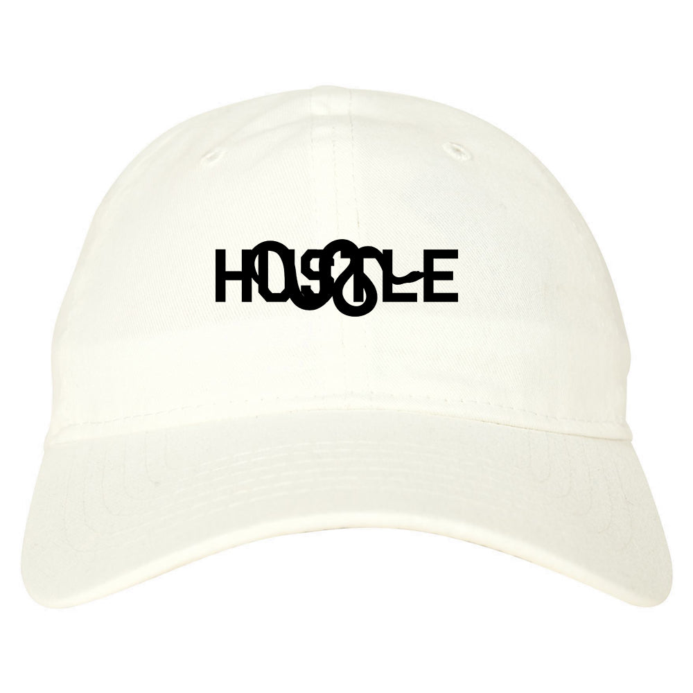 Hustle Snake Mens Dad Hat Baseball Cap White