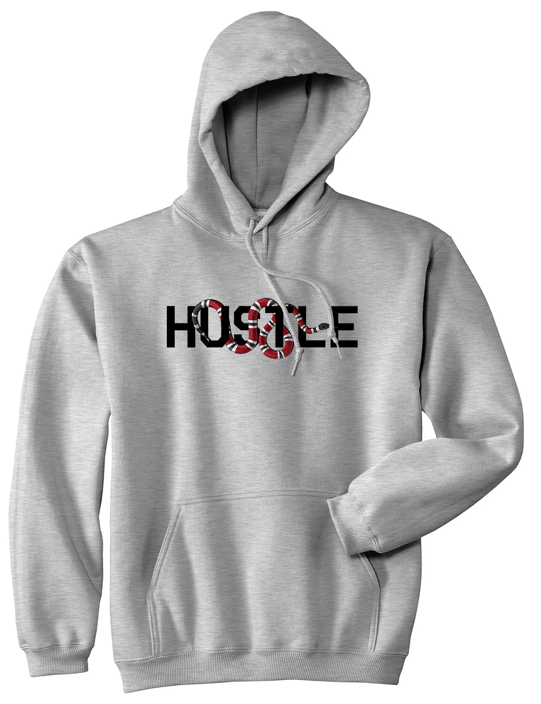 Hustle Snake Mens Pullover Hoodie Grey by Kings Of NY