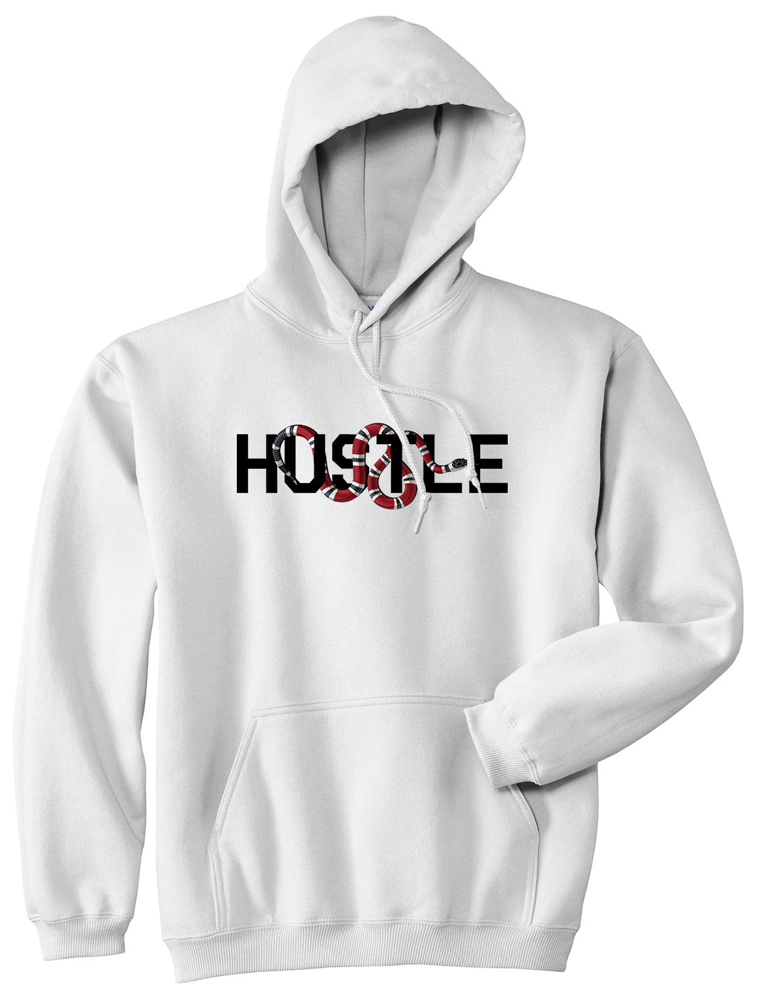 Hustle Snake Mens Pullover Hoodie White by Kings Of NY