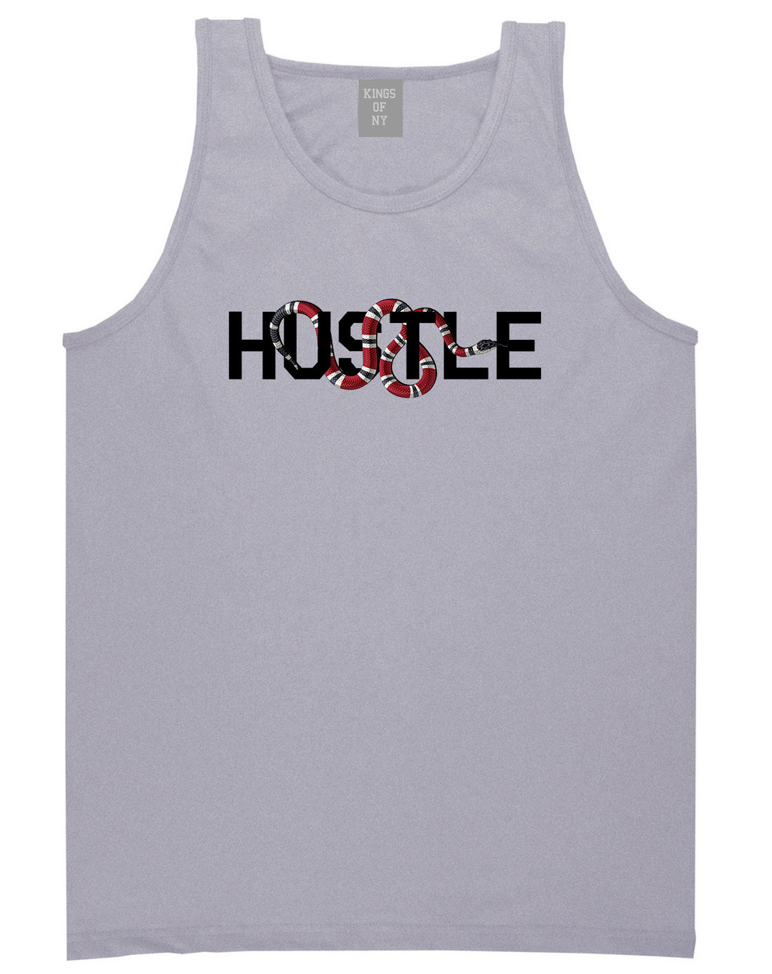 Hustle Snake Mens Tank Top Shirt Grey by Kings Of NY