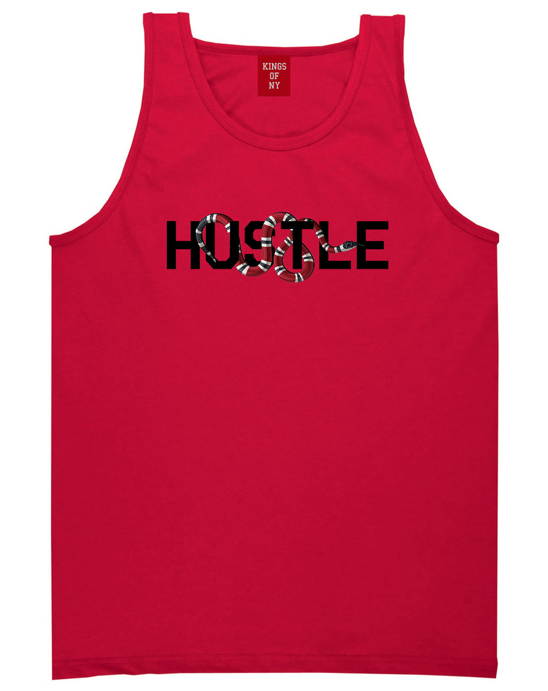 Hustle Snake Mens Tank Top Shirt Red by Kings Of NY