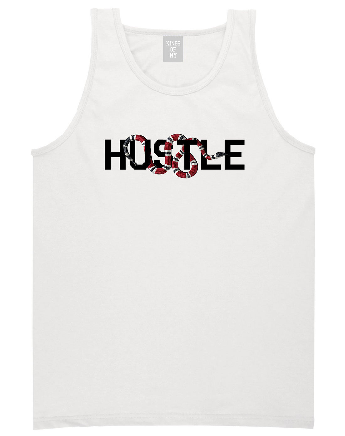 Hustle Snake Mens Tank Top Shirt White by Kings Of NY