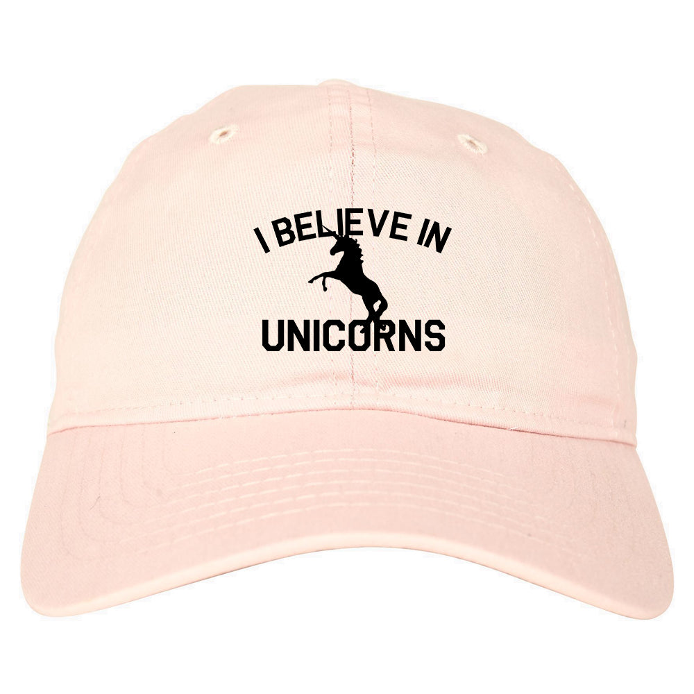 I Believe In Unicorns Mens Dad Hat Baseball Cap Pink
