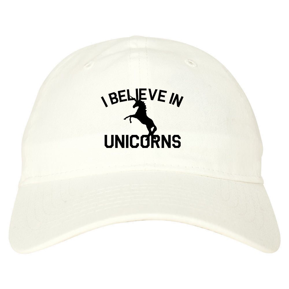 I Believe In Unicorns Mens Dad Hat Baseball Cap White
