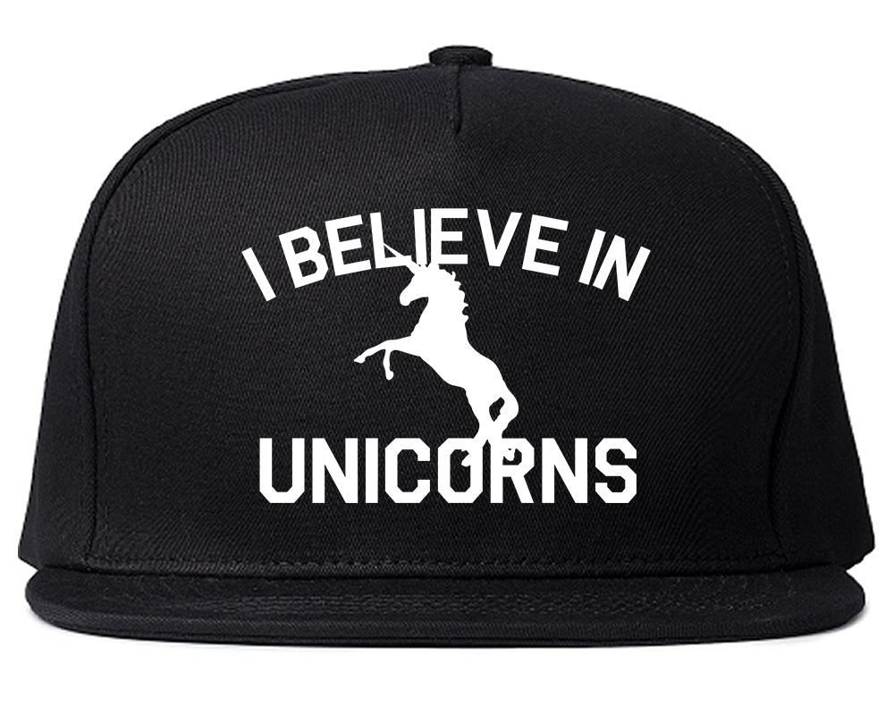 I Believe In Unicorns Mens Snapback Hat Black