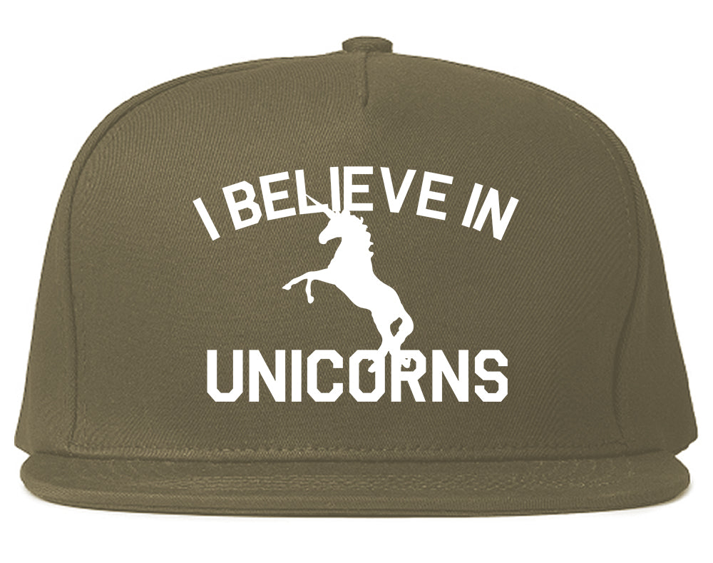 I Believe In Unicorns Mens Snapback Hat Grey