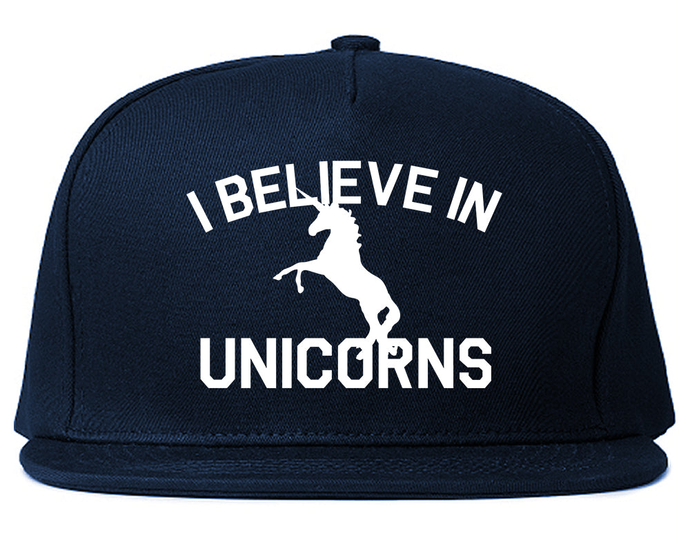 I Believe In Unicorns Mens Snapback Hat Navy Blue