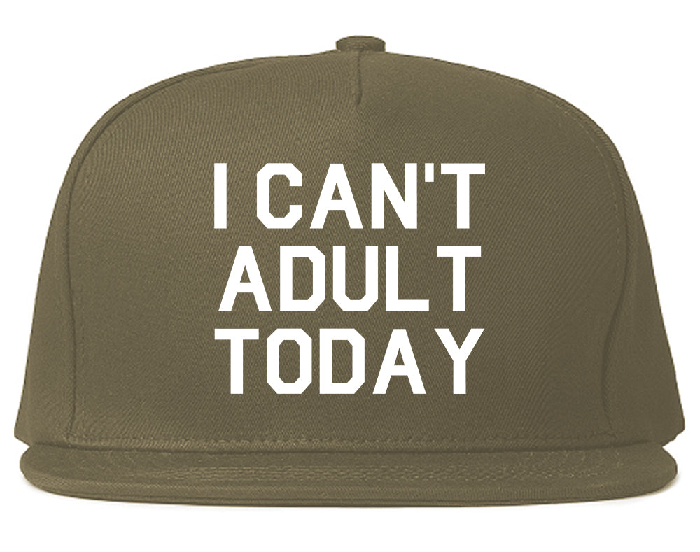 I Cant Adult Today Mens Snapback Hat Grey