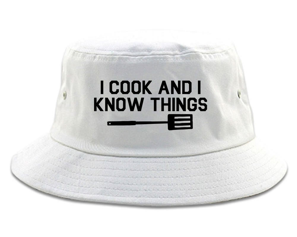 I Cook And I Know Things Chef Mens Snapback Hat White