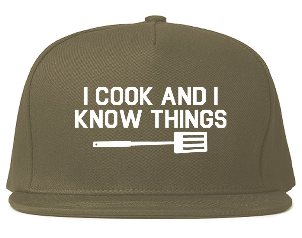 I Cook And I Know Things Chef Mens Snapback Hat Grey
