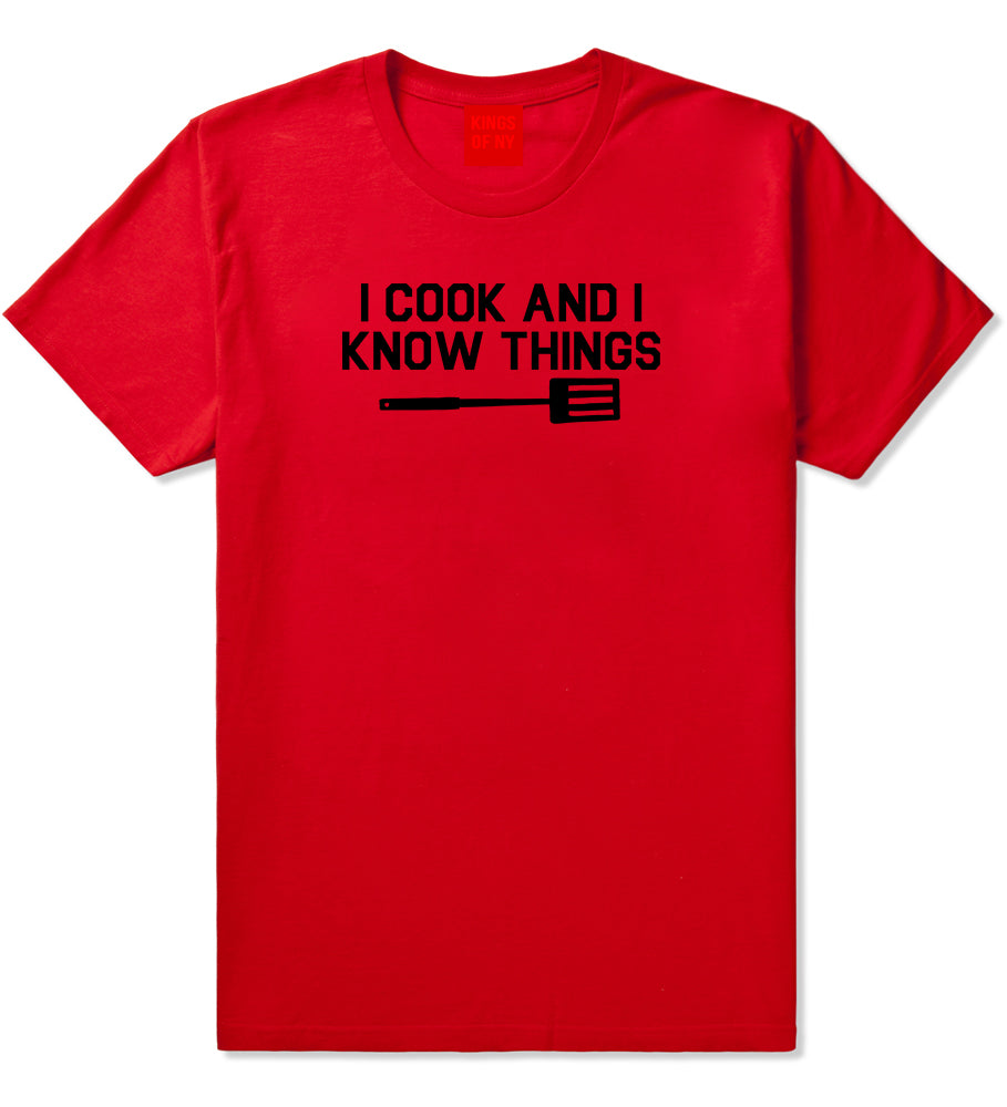 I Cook And I Know Things Chef Mens T Shirt Red