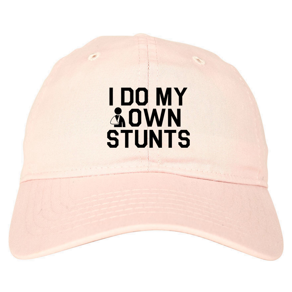 I Do My Own Stunts Broken Arm Mens Dad Hat Baseball Cap Pink