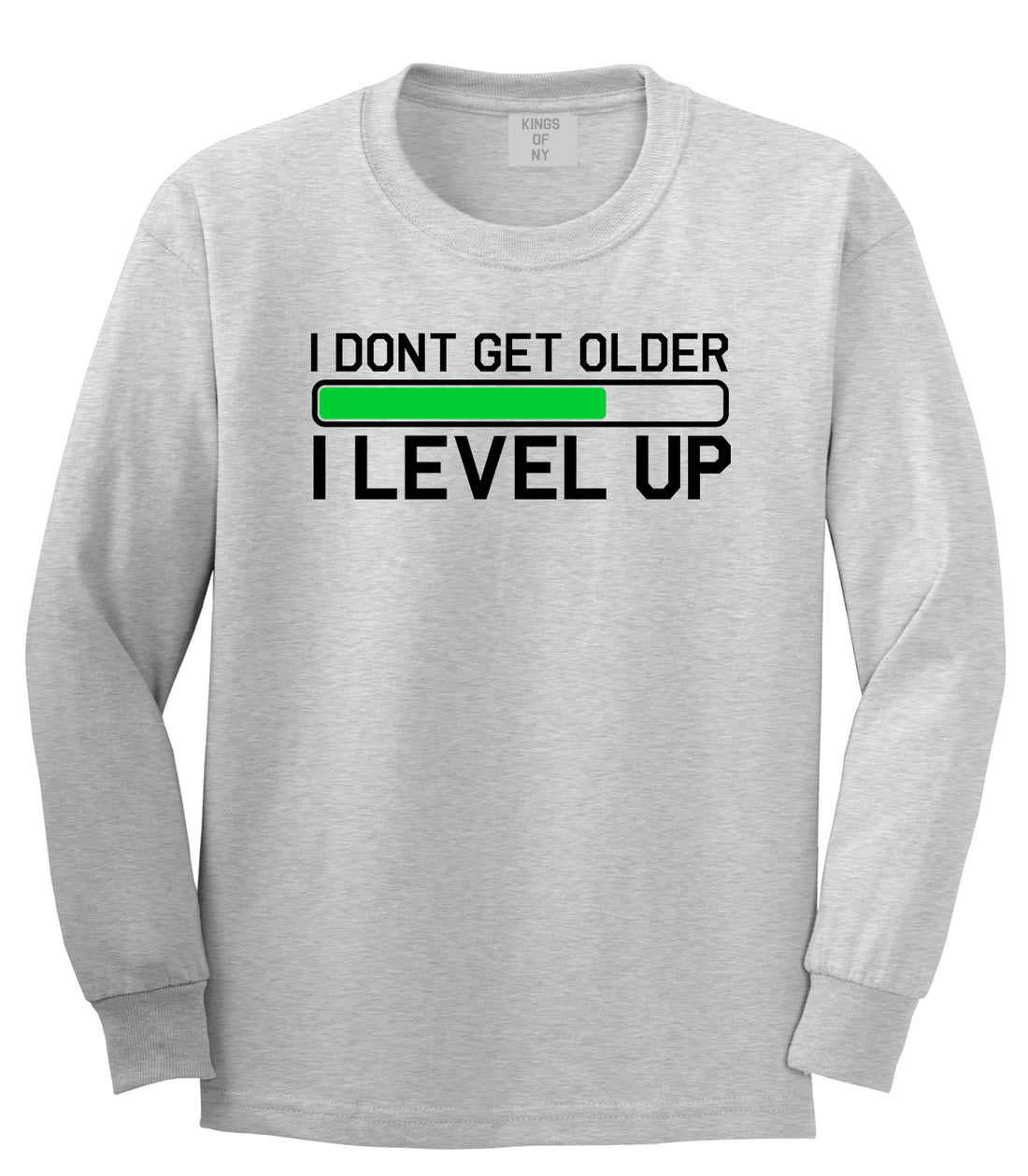 I Dont Get Older I Level Up Funny Birthday Mens Long Sleeve T-Shirt Grey