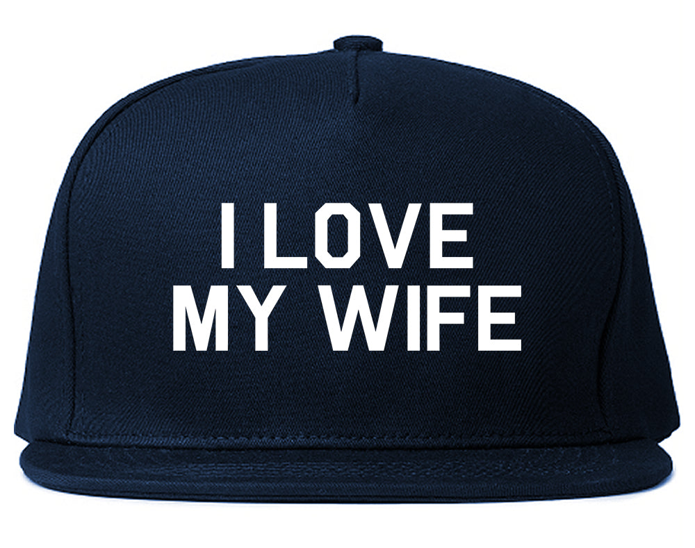 I Love My Wife Gift Mens Snapback Hat Navy Blue