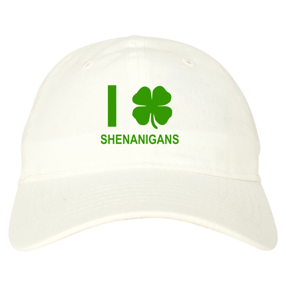 I Love Shenanigans Shamrock Mens Dad Hat White