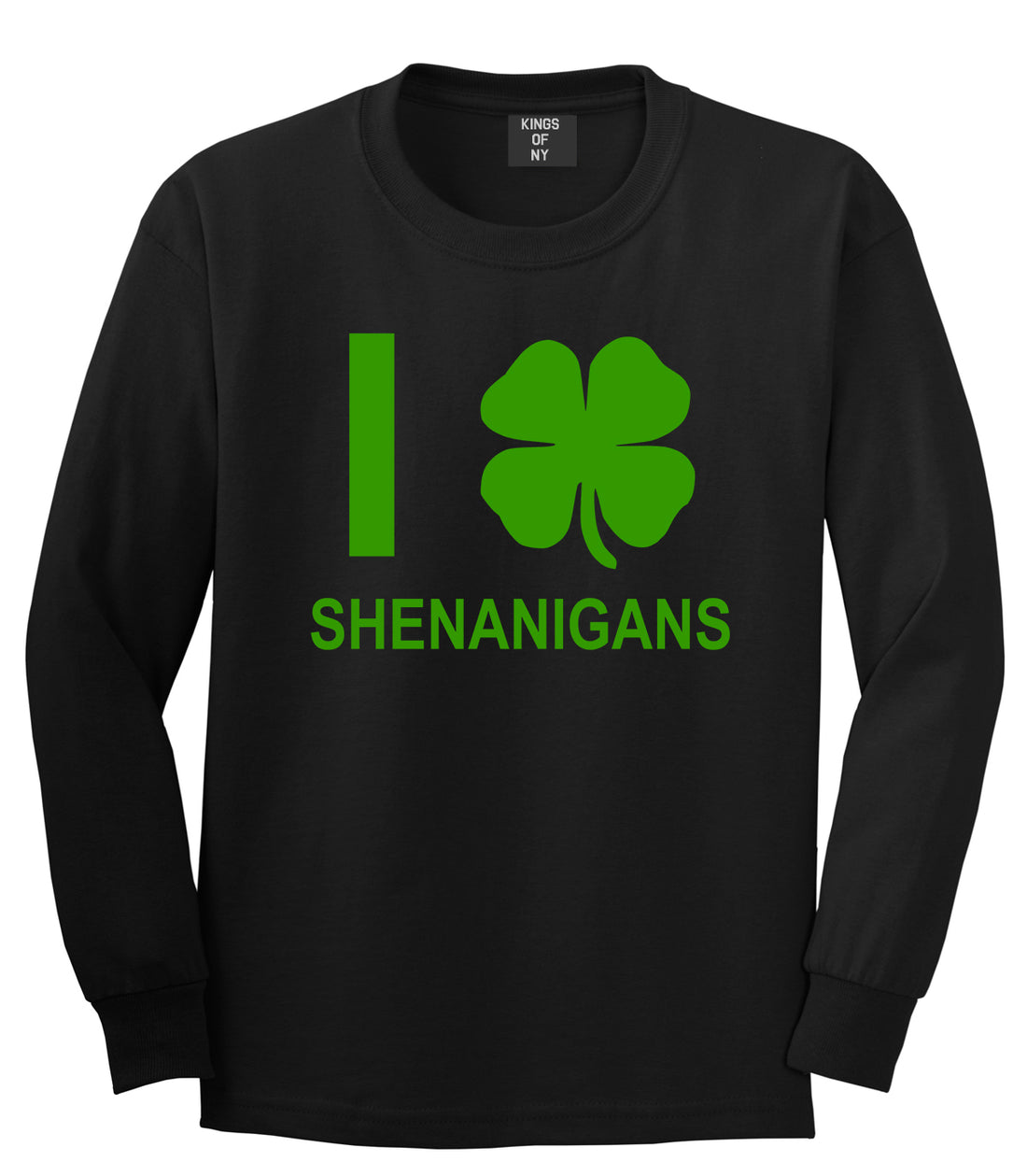 I Love Shenanigans Shamrock Mens Long Sleeve T-Shirt Black