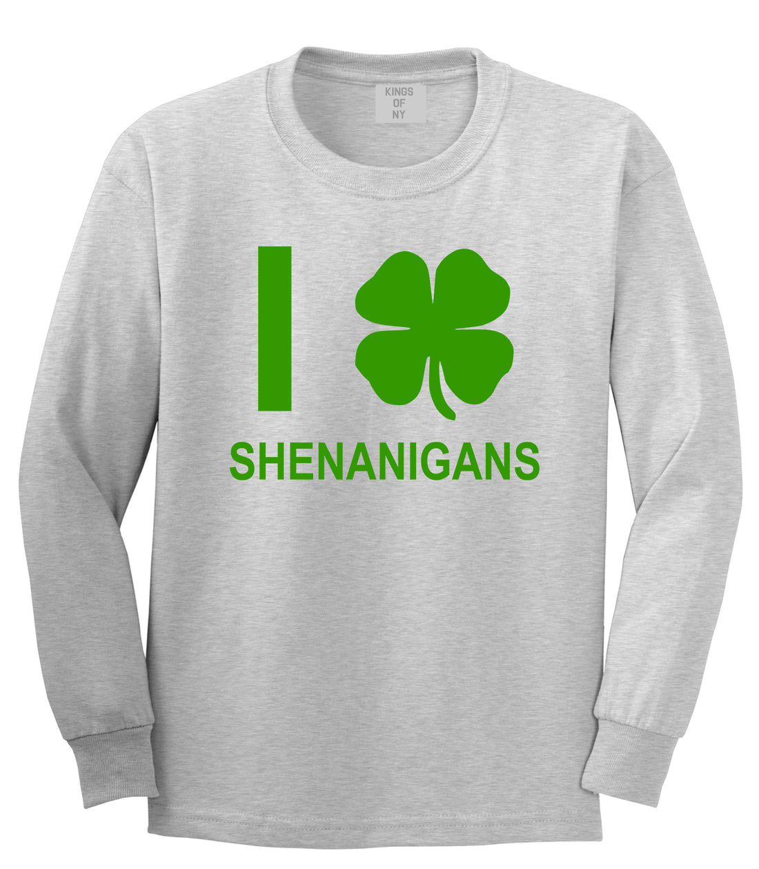 I Love Shenanigans Shamrock Mens Long Sleeve T-Shirt Grey