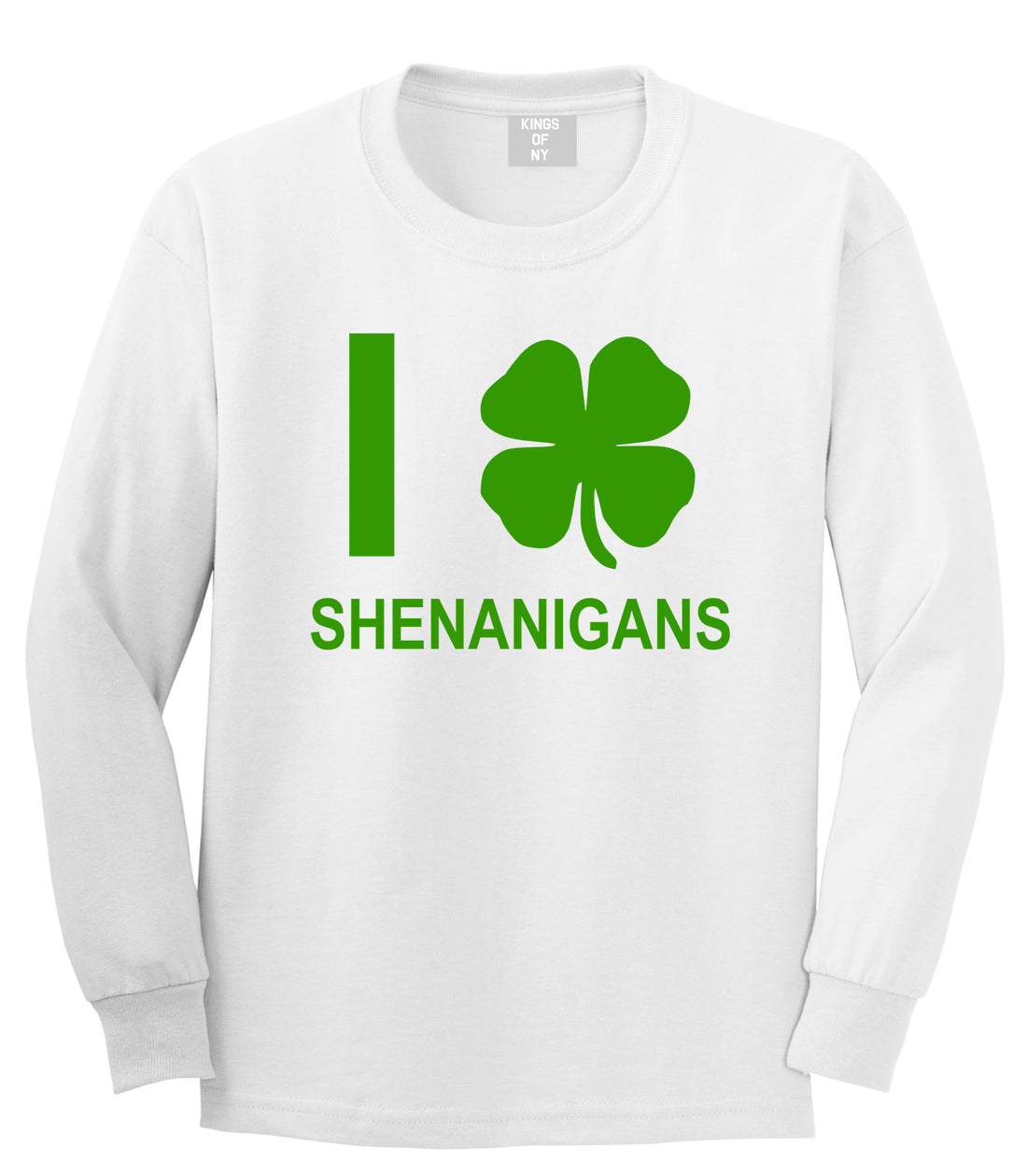 I Love Shenanigans Shamrock Mens Long Sleeve T-Shirt White