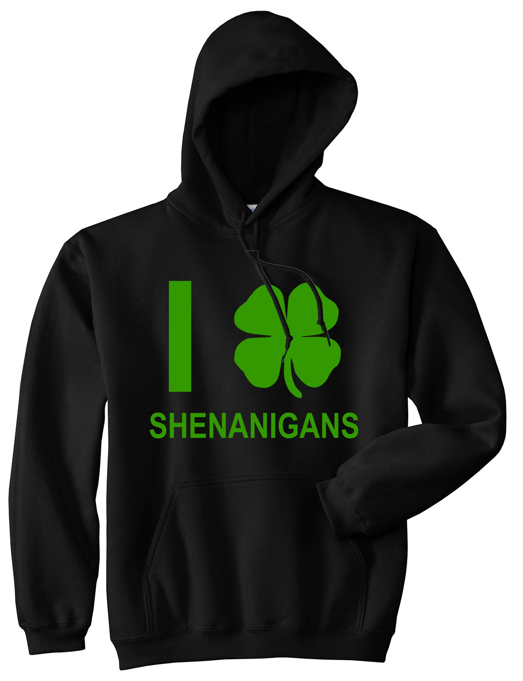 I Love Shenanigans Shamrock Mens Pullover Hoodie Black