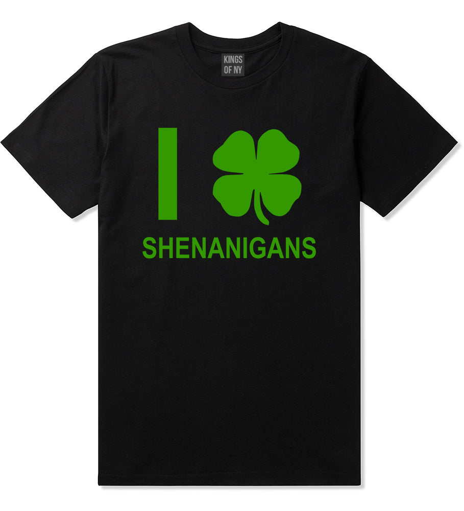 I Love Shenanigans Shamrock Mens T-Shirt Black