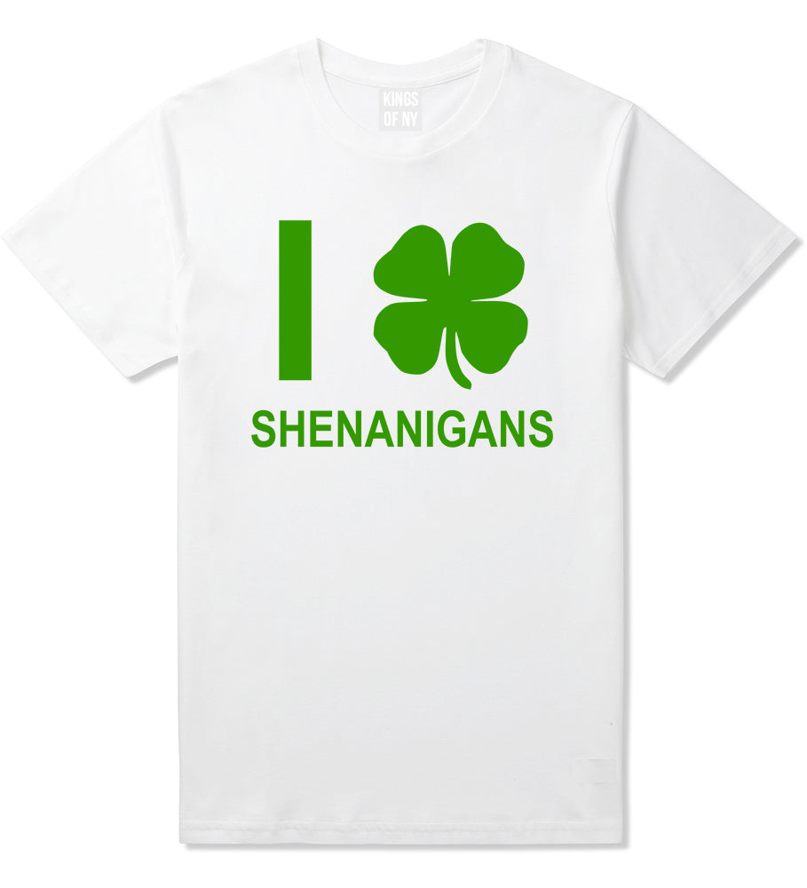 I Love Shenanigans Shamrock Mens T-Shirt White