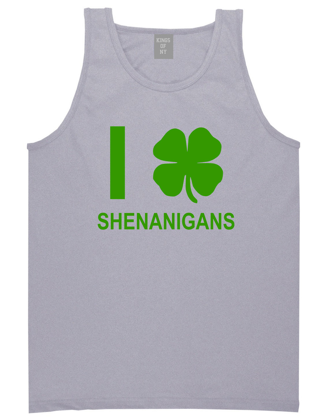 I Love Shenanigans Shamrock Mens Tank Top T-Shirt Grey