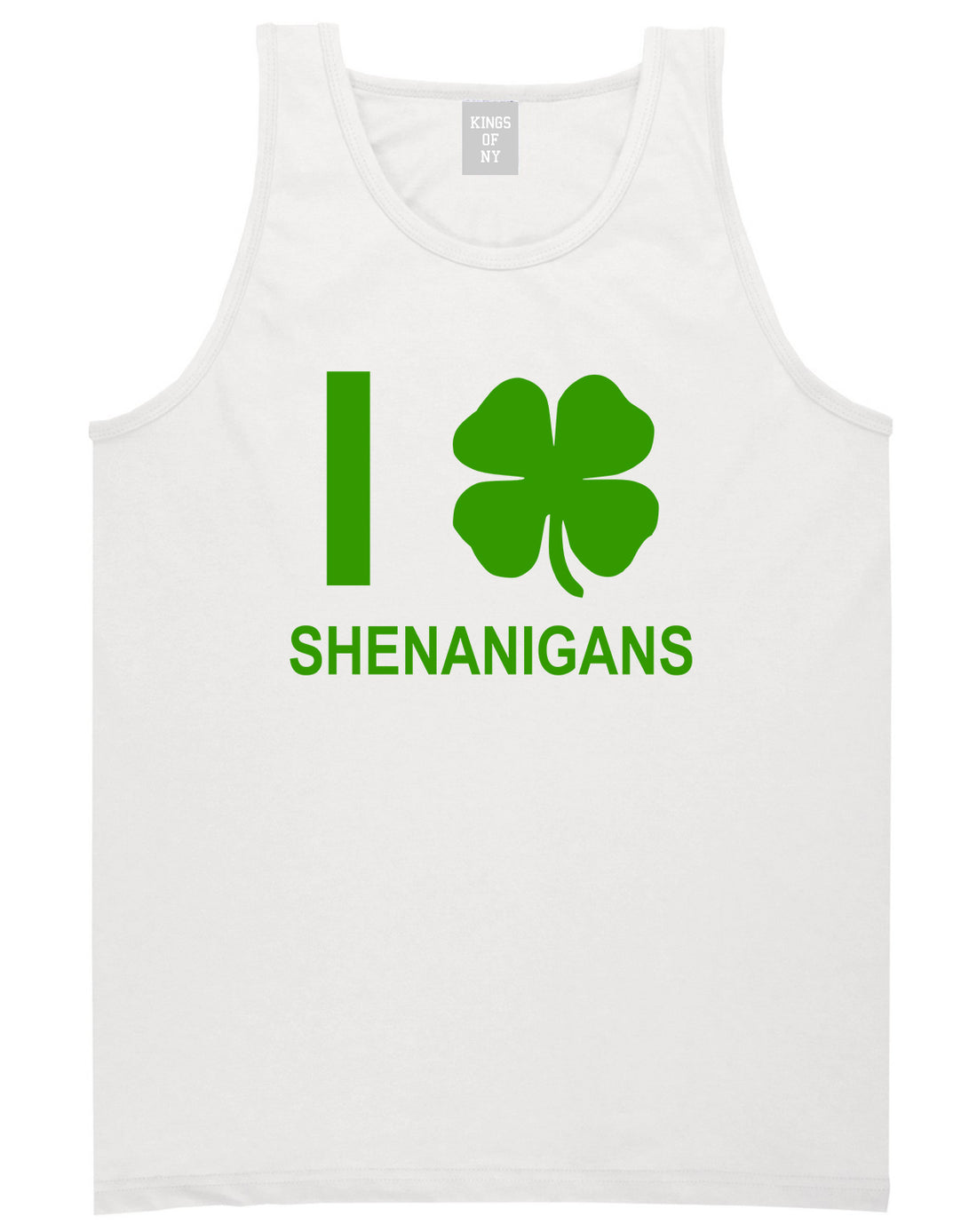 I Love Shenanigans Shamrock Mens Tank Top T-Shirt White