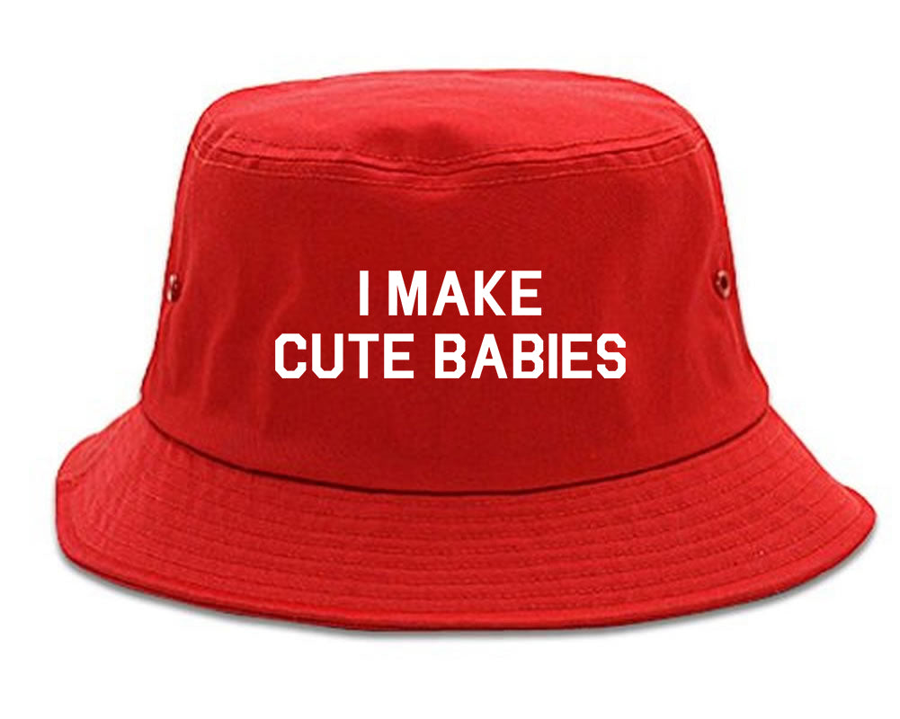 I Make Cute Babies Funny New Dad Mens Bucket Hat Red