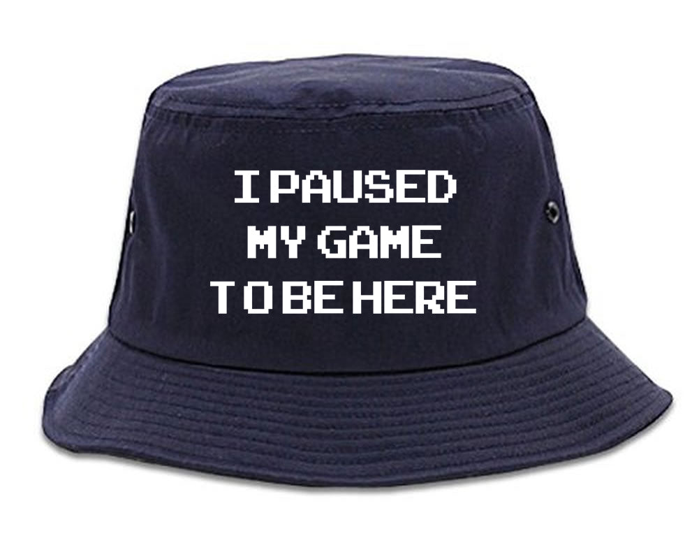 I Paused My Game To Be Here Gamer Mens Snapback Hat Navy Blue