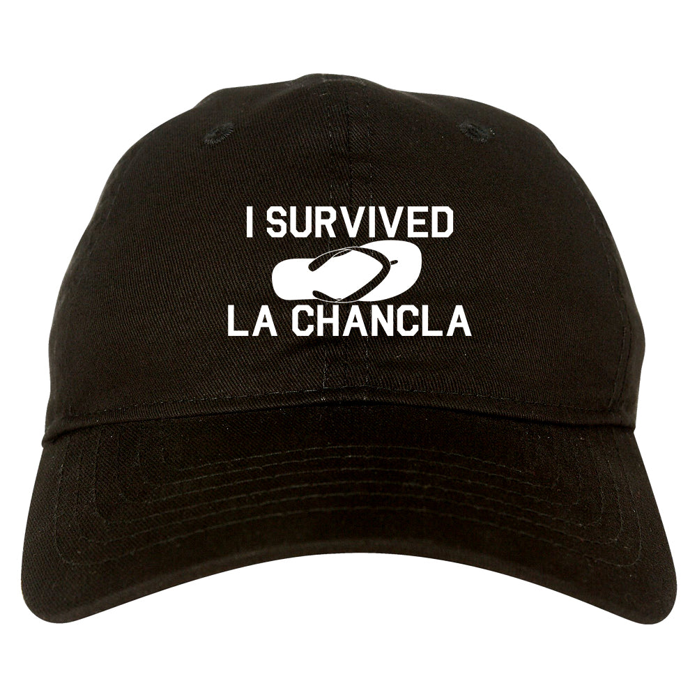 I Survived The Chancla Funny Spanish Mens Dad Hat Baseball Cap Black