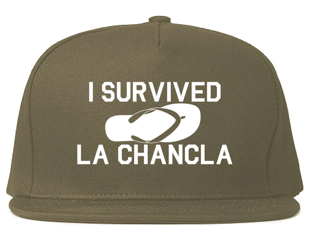 I Survived The Chancla Funny Spanish Mens Snapback Hat Grey