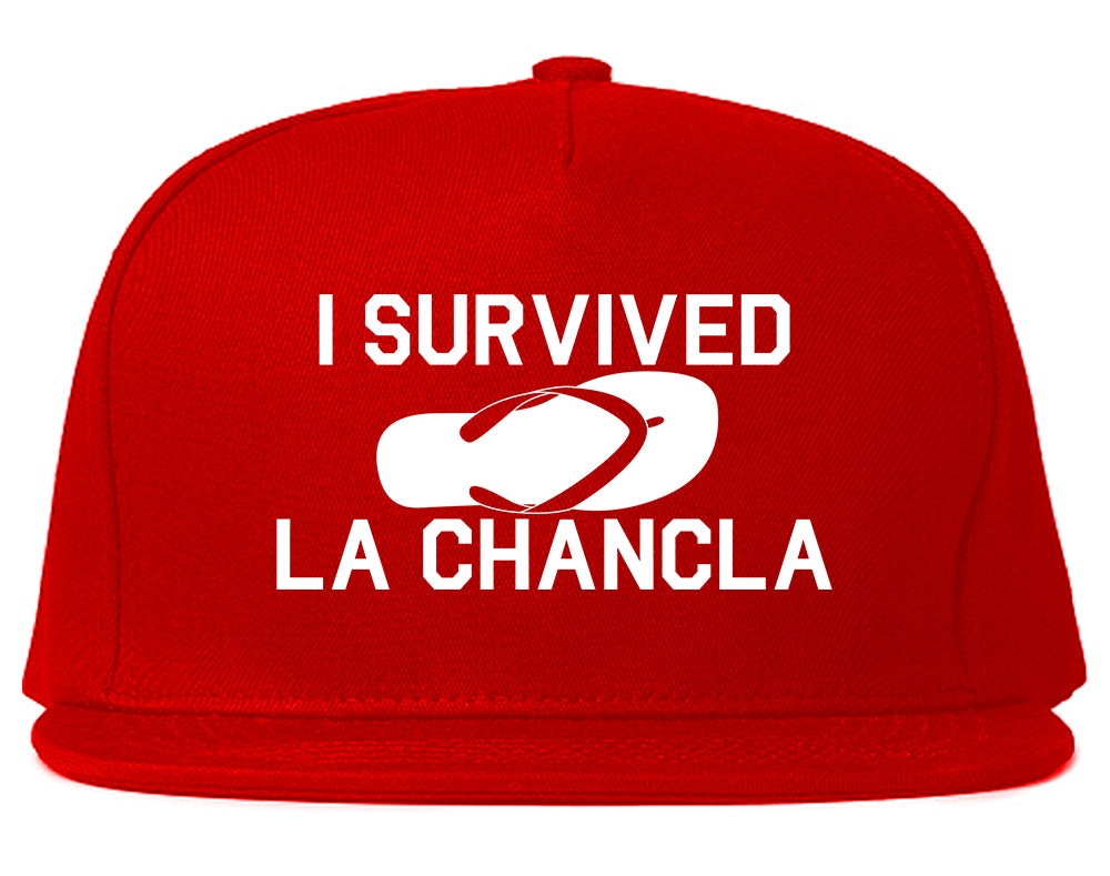 I Survived The Chancla Funny Spanish Mens Snapback Hat Red