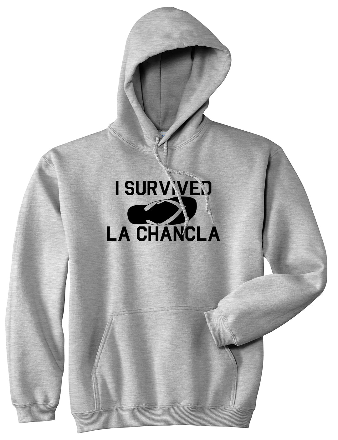 I Survived La Chancla Funny Spanish Mens Pullover Hoodie Grey