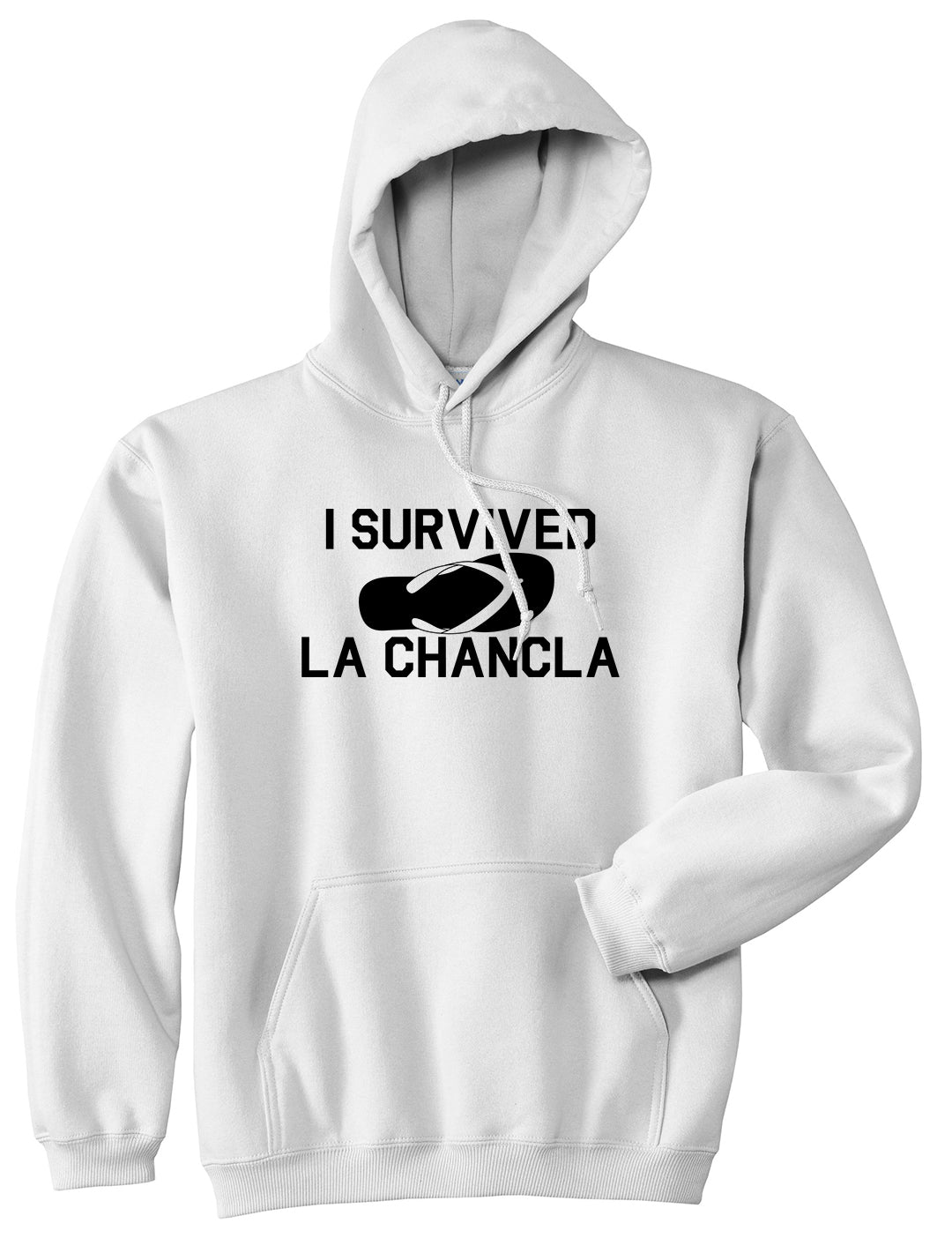 I Survived La Chancla Funny Spanish Mens Pullover Hoodie White
