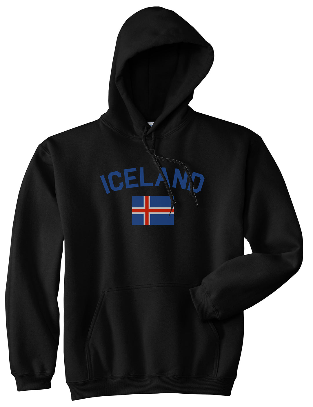 Iceland With Icelandic Flag Souvenir Mens Pullover Hoodie Black