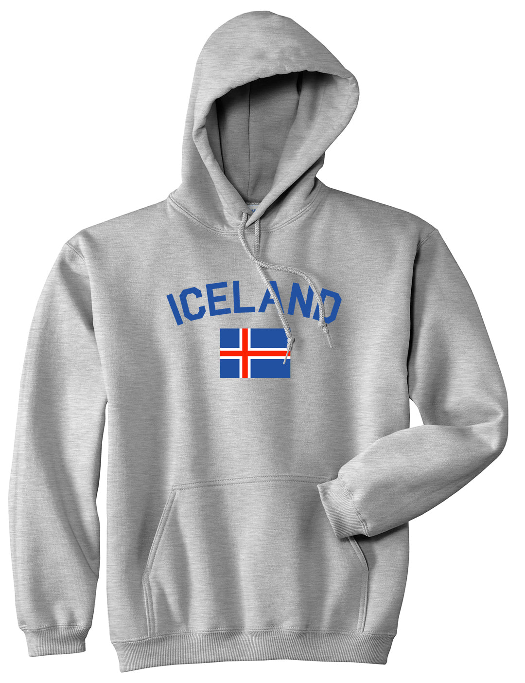 Iceland With Icelandic Flag Souvenir Mens Pullover Hoodie Grey